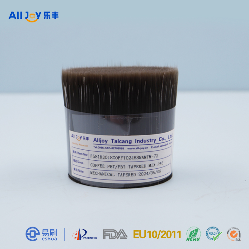 咖色PET/PBT掺配透明PA6物理磨尖丝 0.18x72mm